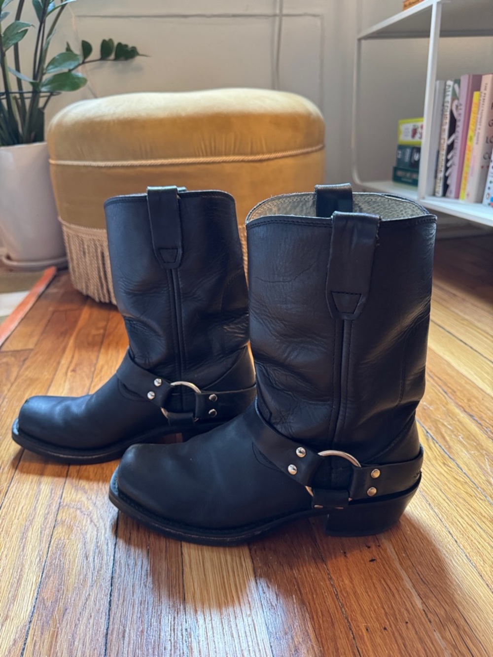 Durango Black Leather Harness Boot - Pull Tab Detail